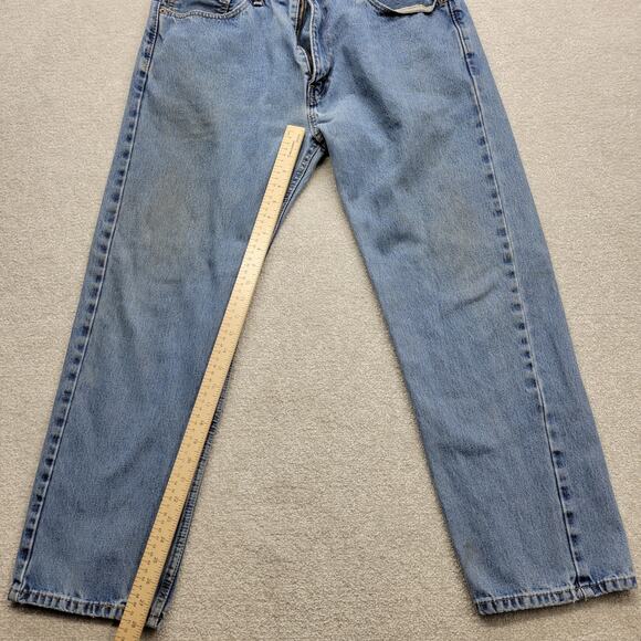 Levi’s 505 Men’s Jeans 36x30 Light Distressed Blue Denim Straight Leg Workwear - Picture 5 of 8